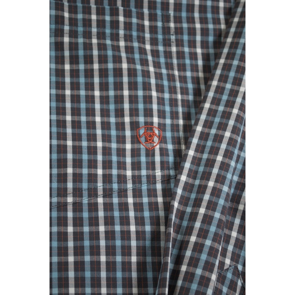 Ariat Pro Series Men XL Blue Grey Plaid Western Button Down Shirt Pocket - Picture 4 of 8
